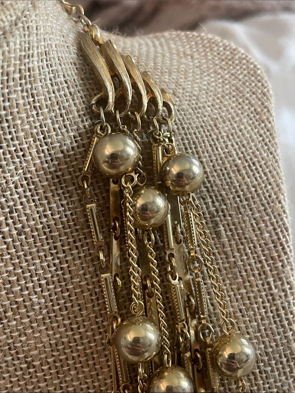 Trifari Gold Multi-Strand Beaded Statement Necklace - Women Jewelry - Picture 2 of 5